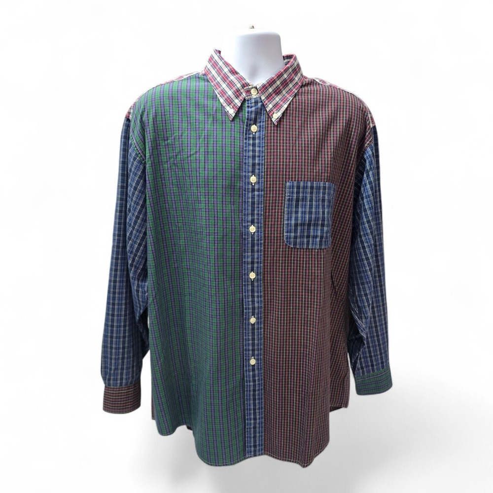 Brooks Brothers 346 Mens XL Shirt Multi Color Plaid Patchwork Button Down
